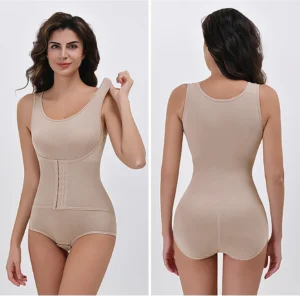 Body avec gaine pour ventre plat beige