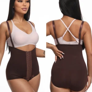 Body gainant ventre plat à bretelles marron
