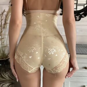 Shorty gainant à dentelle taille haute beige
