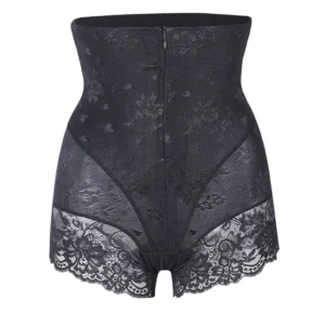 Shorty gainant à dentelle taille haute noir