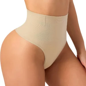 String gaine ventre plat beige